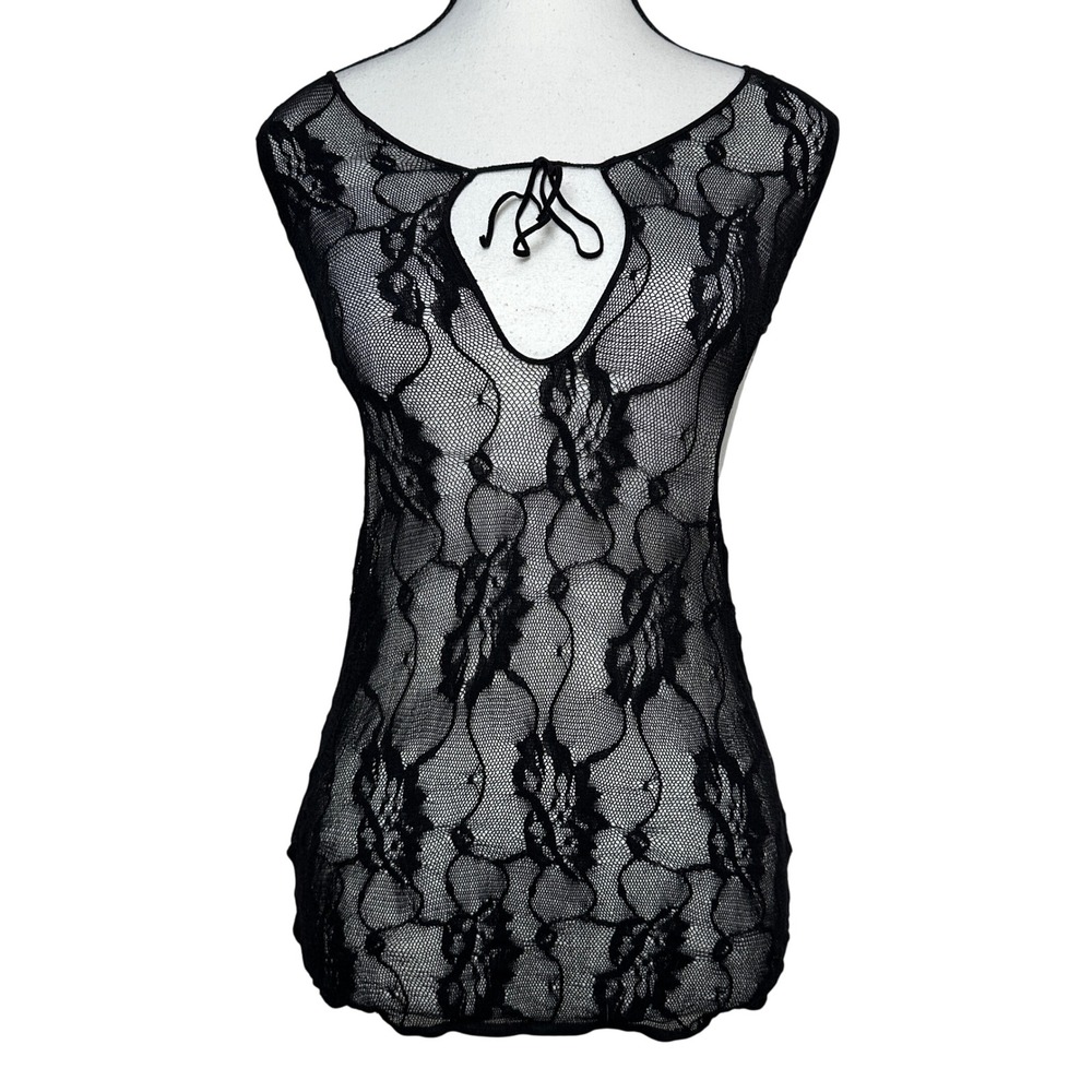 Leg‎ Avenue Black Sheer Lace Keyhole Halter Mini Dress Plus Size Sexy Lingerie